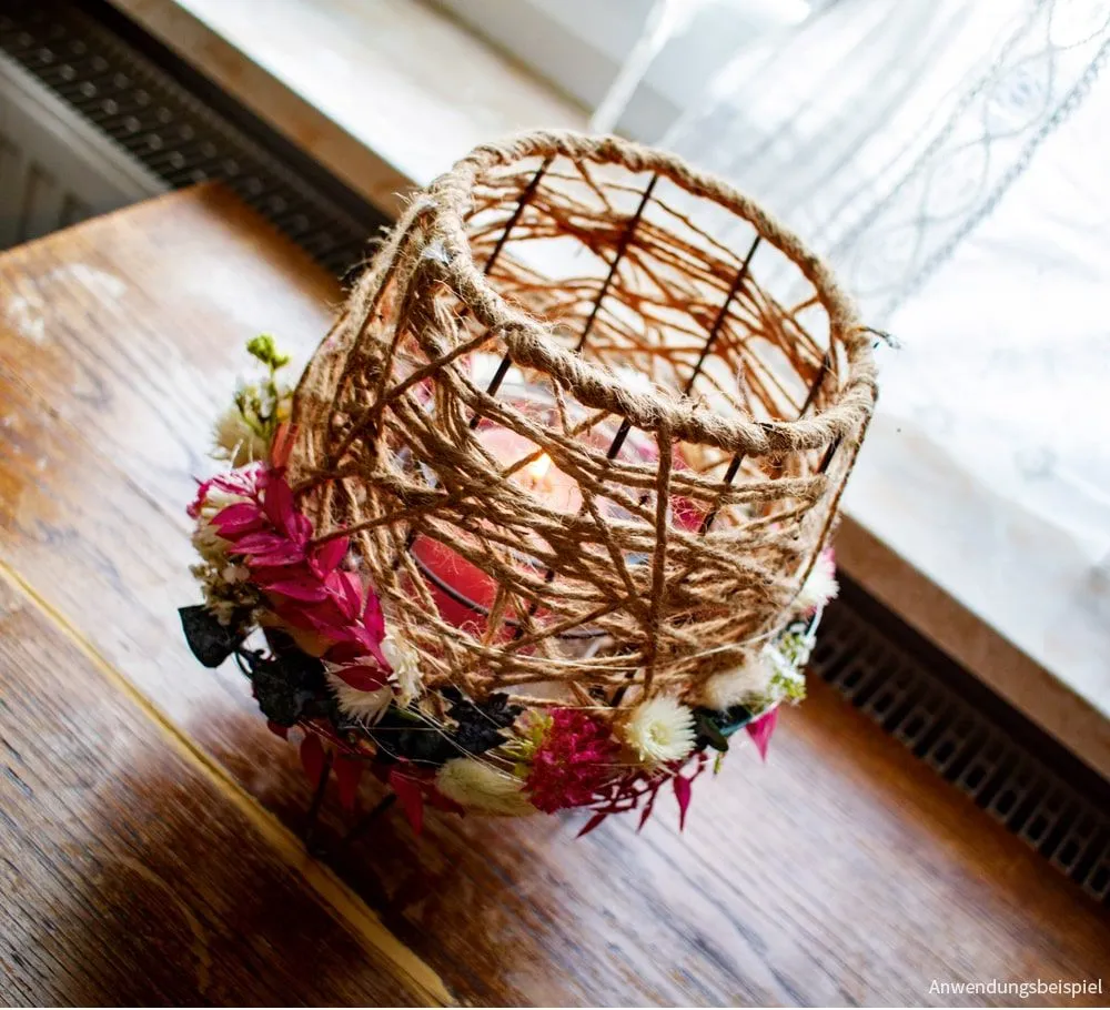 Laterne Windlicht Seiloptik Glaseinsatz dreibeinig Seil Glas 1 Stk Ø 19 cm – Bild 4