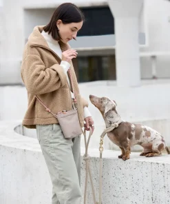 Palopa Leckerlibeutel – Karl, taupe (längenverstellbare Kordel grau/orange/pastell lila)
