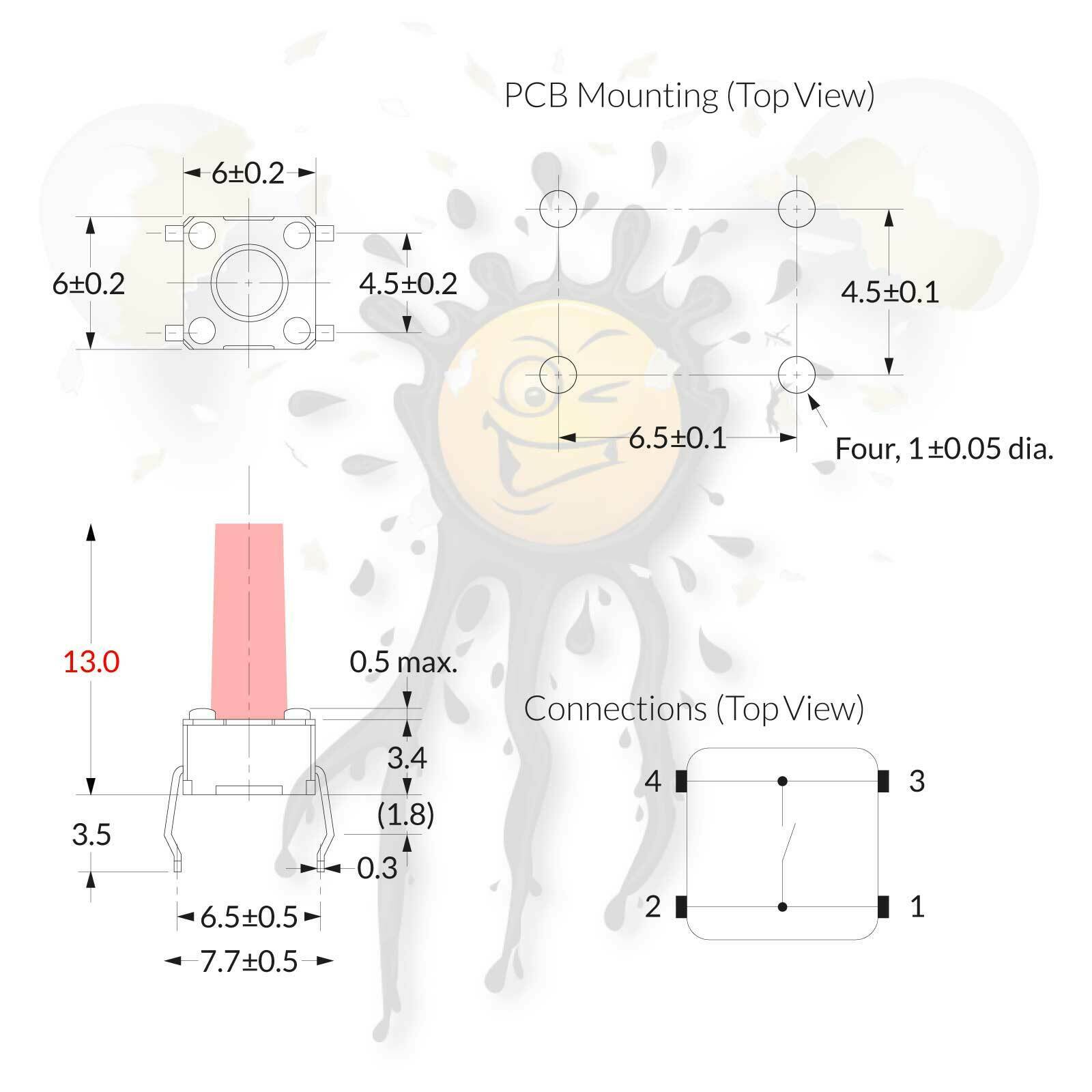 5 Stück Arduino DIY Mini Taster Micro Button Switch 4-polig 6×6 mm 4.3-20 mm – Bild 8