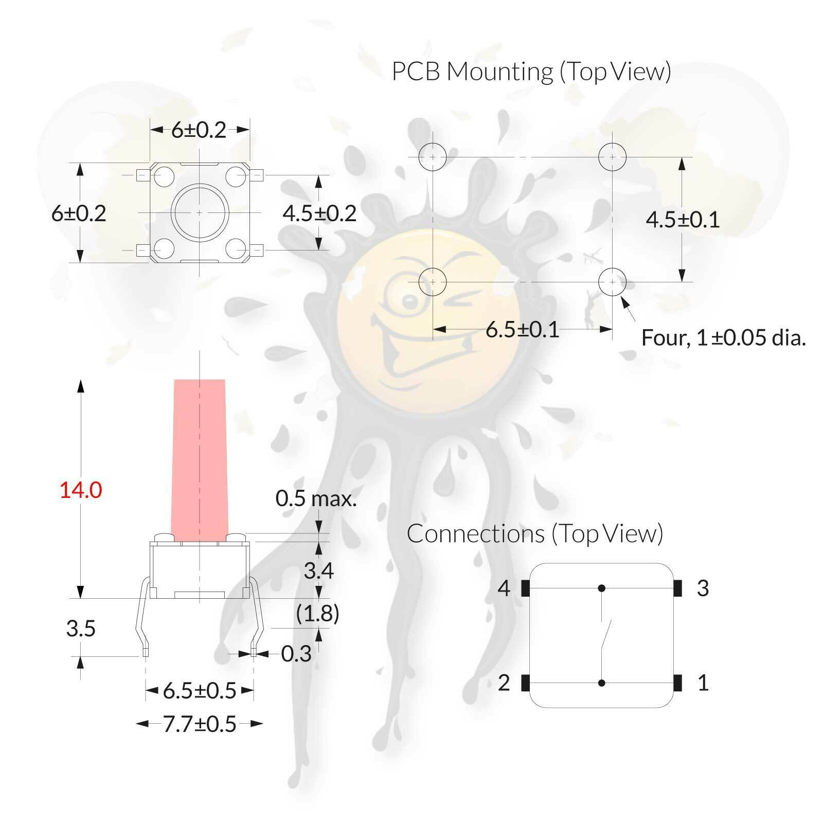5 Stück Arduino DIY Mini Taster Micro Button Switch 4-polig 6×6 mm 4.3-20 mm – Bild 7