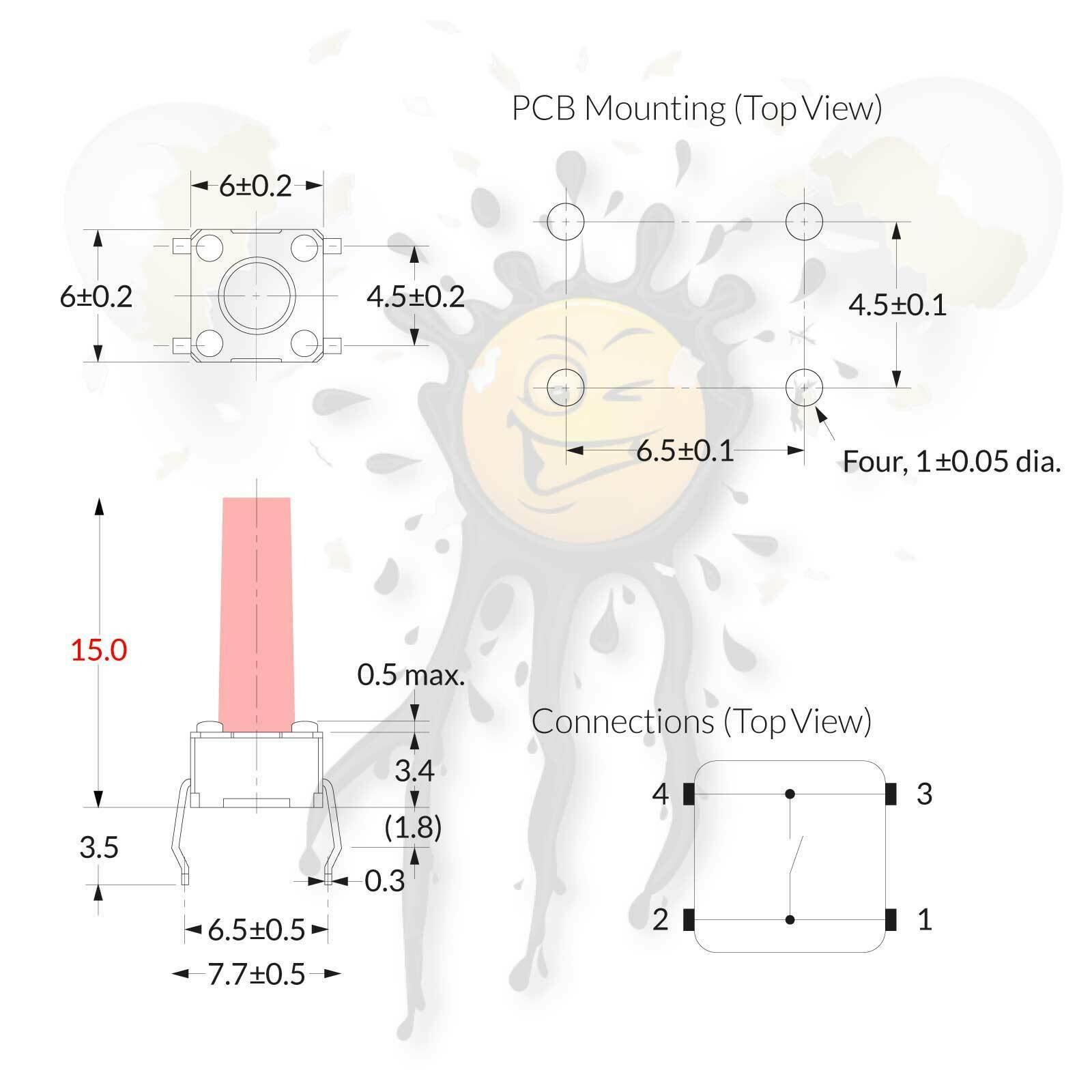 5 Stück Arduino DIY Mini Taster Micro Button Switch 4-polig 6×6 mm 4.3-20 mm – Bild 6