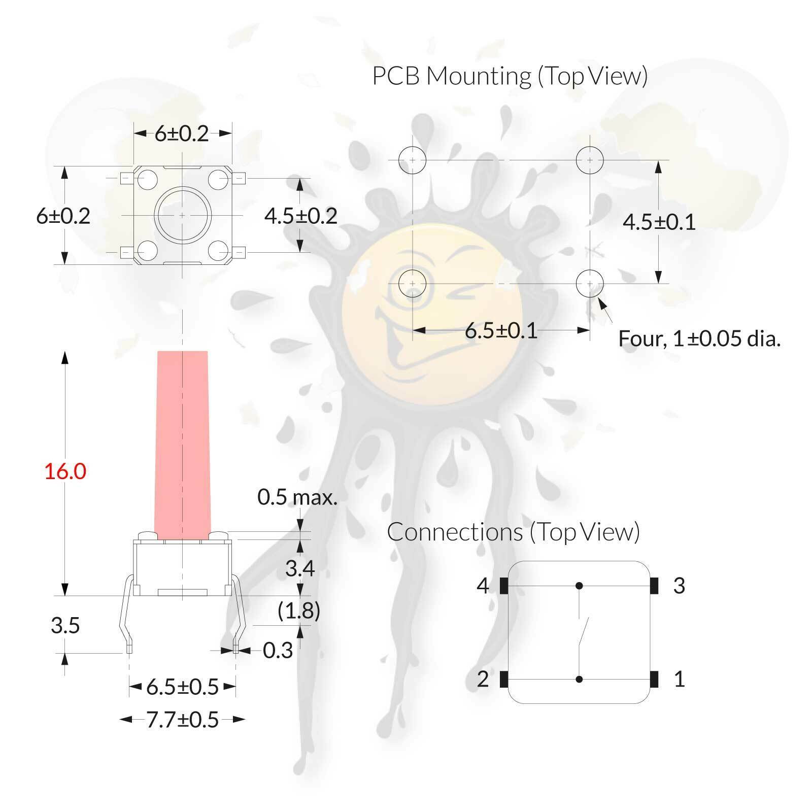 5 Stück Arduino DIY Mini Taster Micro Button Switch 4-polig 6×6 mm 4.3-20 mm – Bild 5