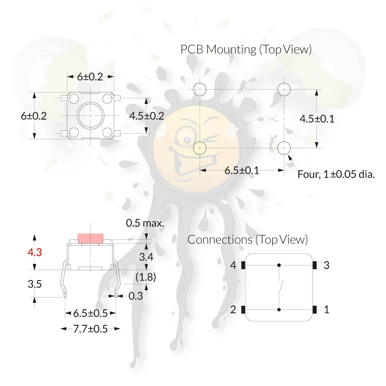 5 Stück Arduino DIY Mini Taster Micro Button Switch 4-polig 6×6 mm 4.3-20 mm – Bild 3