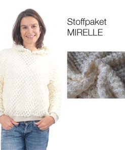 Stoffpaket Hoodie Mirelle mit Strickware in Ecru (1,8 Meter) und Papierschnittmuster Gr. XS – Damengr. XXL