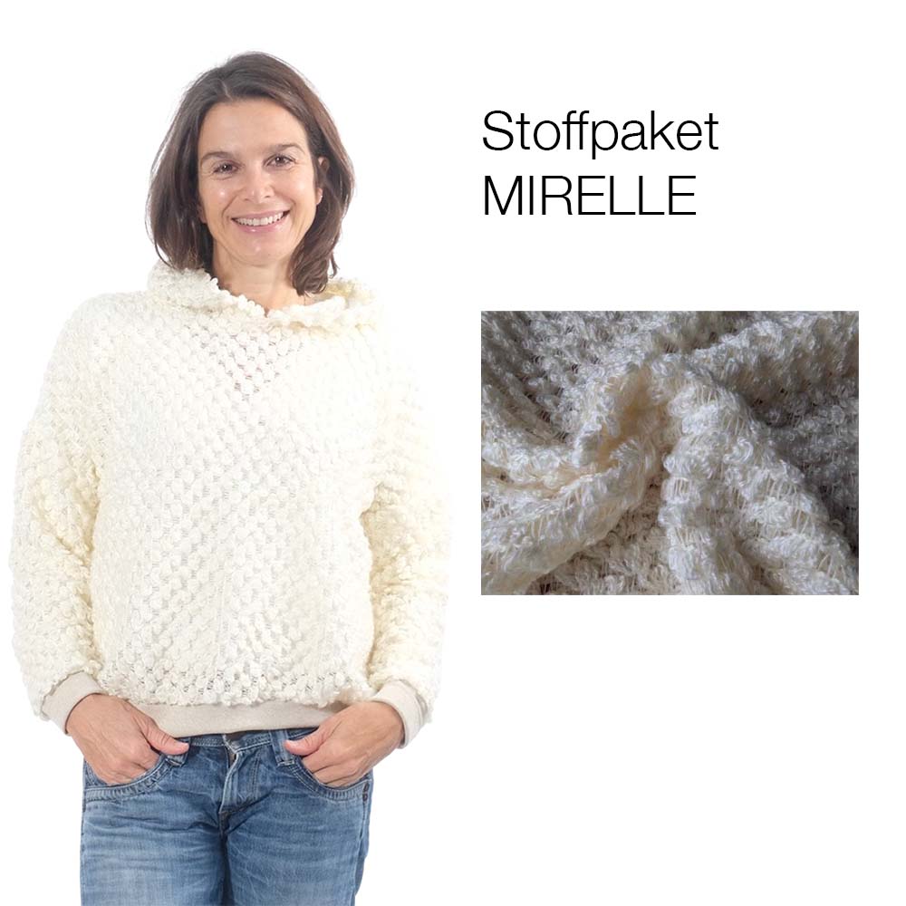 Stoffpaket Hoodie Mirelle mit Strickware in Ecru (1,8 Meter) und Papierschnittmuster Gr. XS – Damengr. XXL – Bild 2