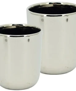 Moderne Übertöpfe Pflanztöpfe Blumentöpfe silber glänzend rund 1 Stk in 2 Größen