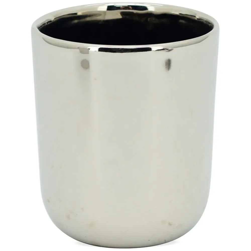 Moderne Übertöpfe Pflanztöpfe Blumentöpfe silber glänzend rund 1 Stk in 2 Größen – Bild 3