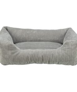 Vital Bett Jonna, Liegefläche aus Schaumstoffflocken/viskoelastischen Schaumstoffflocken (Memory-Effekt), Plüsch-Cord, Bezug abnehmbar, dunkelgrau (60x50cm, 80x60cm)