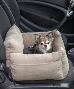 Autositz, auch als Reisebettchen verwendbar, Fixierung am Sitz, herausnehmbares Kissen, weich gepolstert, Cordoptik, 55x30x50cm