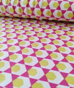 Jersey, Baumwolljersey, Retro Musterung Gelb / Pink