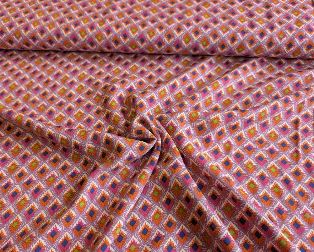 Viskosestoff, grafische Musterung Lila / Orange – Bild 4