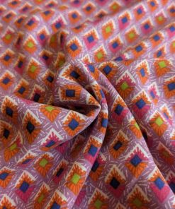 Viskosestoff, grafische Musterung Lila / Orange