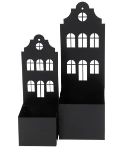 Pflanzkästen Häuser Set schwarz