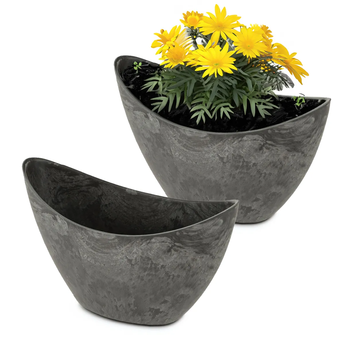 Pflanzschale Vintage oval für draußen schwarz in 2 Größen – Bild 5