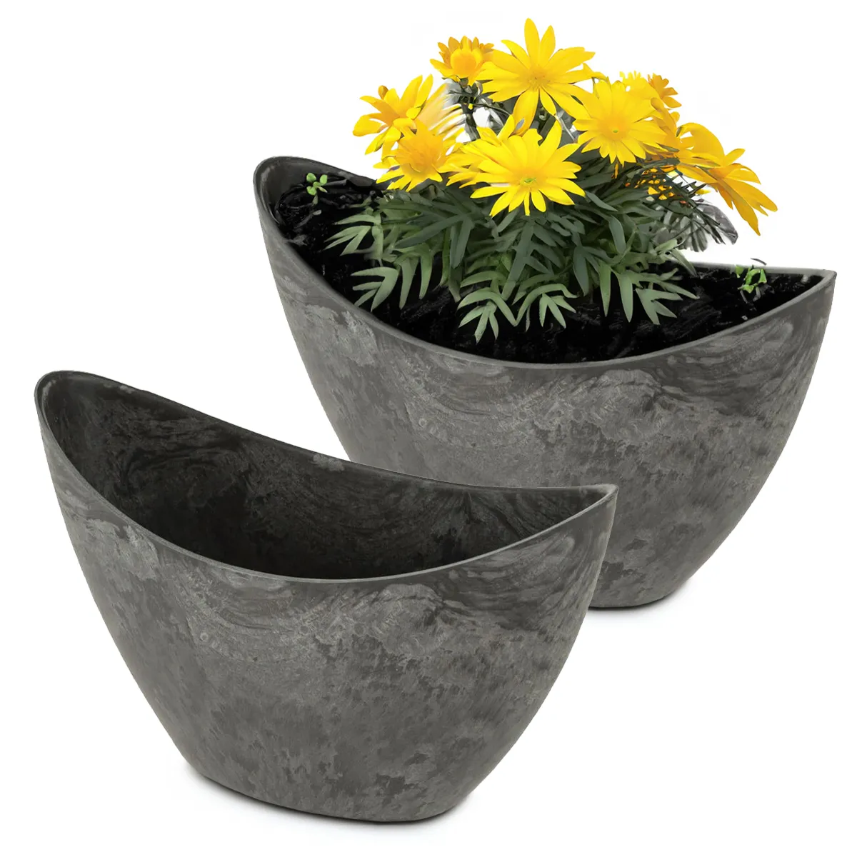 Pflanzschale Vintage oval für draußen schwarz in 2 Größen – Bild 6