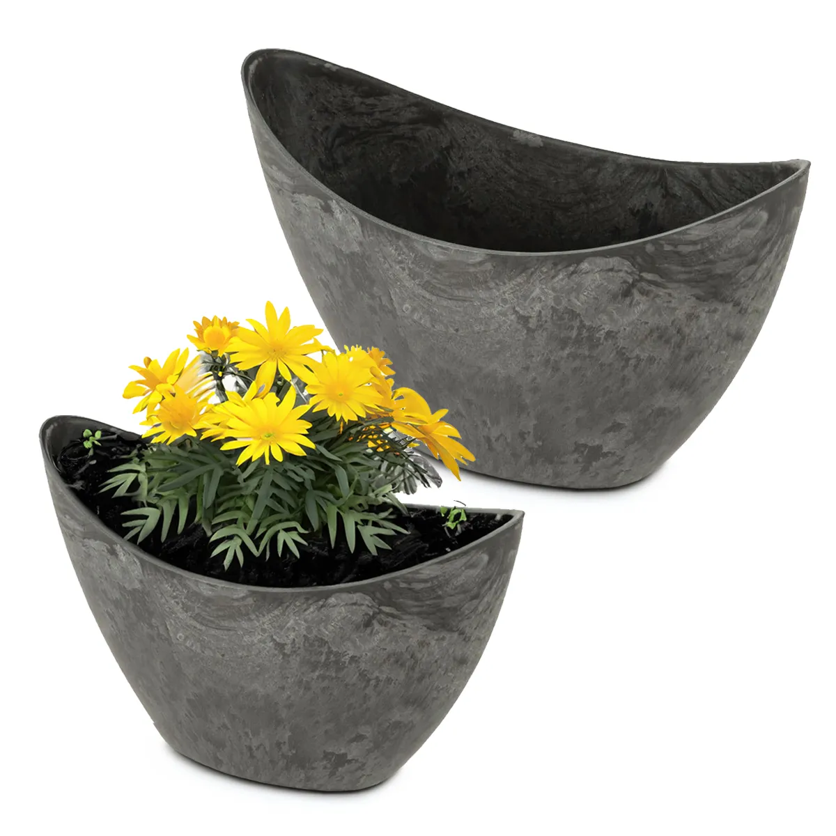 Pflanzschale Vintage oval für draußen schwarz in 2 Größen – Bild 7