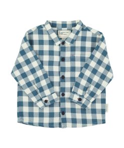 PiuPiuChick – Hemd, blue & white checkered, Biobaumwolle