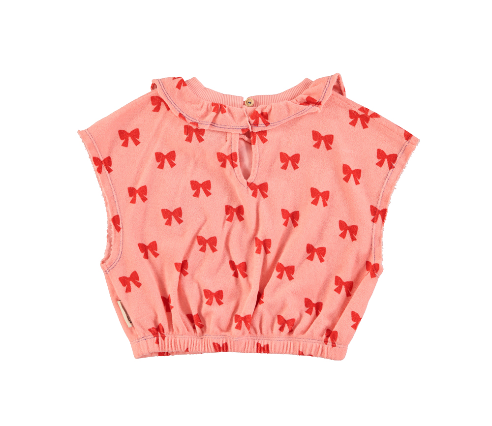 PiuPiuChick – T-Shirt „SCHLEIFEN“, ärmellos mit Kragen, pink, Biobaumwolle – Bild 3