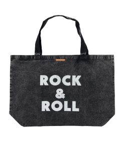 PiuPiuChick – Tragetasche, groß, „rock &roll“, Faded Black, Baumwolle