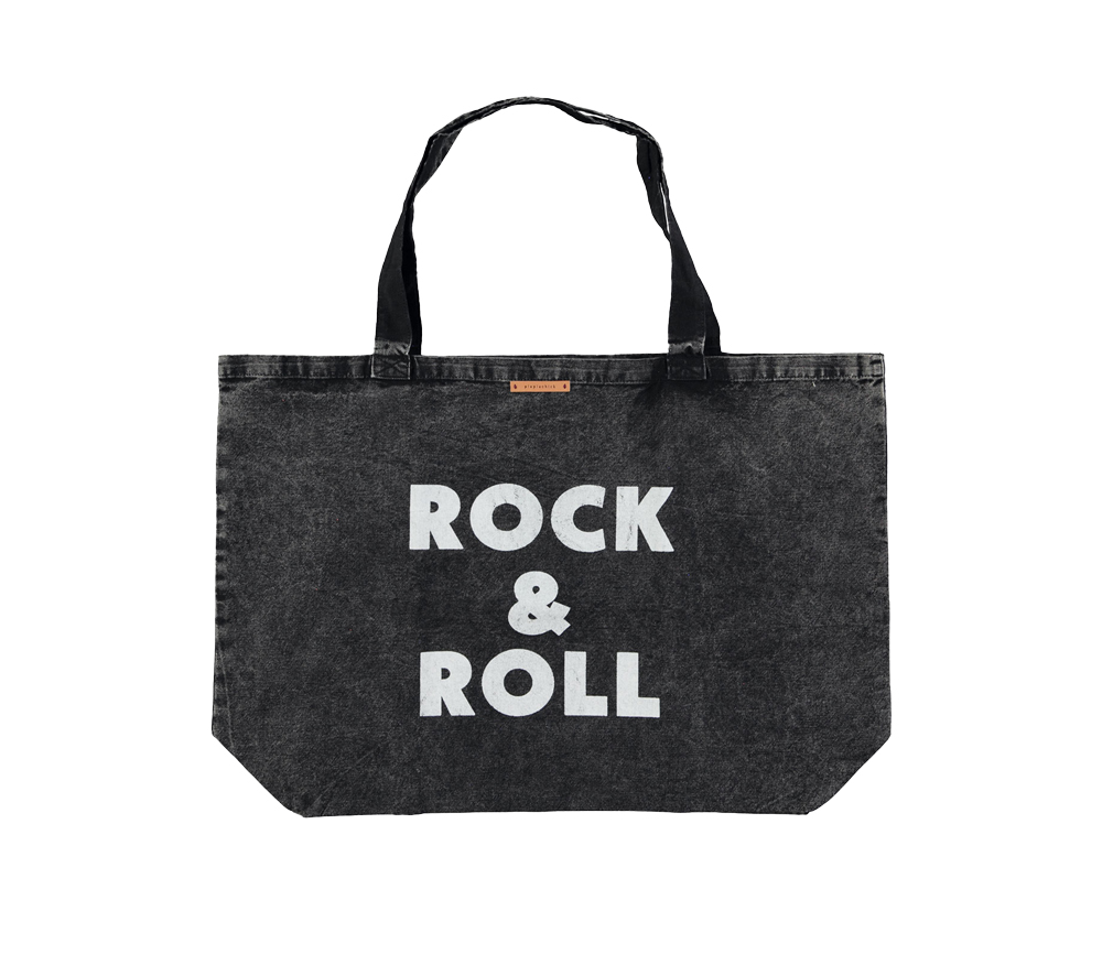 PiuPiuChick – Tragetasche, groß, „rock &roll“, Faded Black, Baumwolle