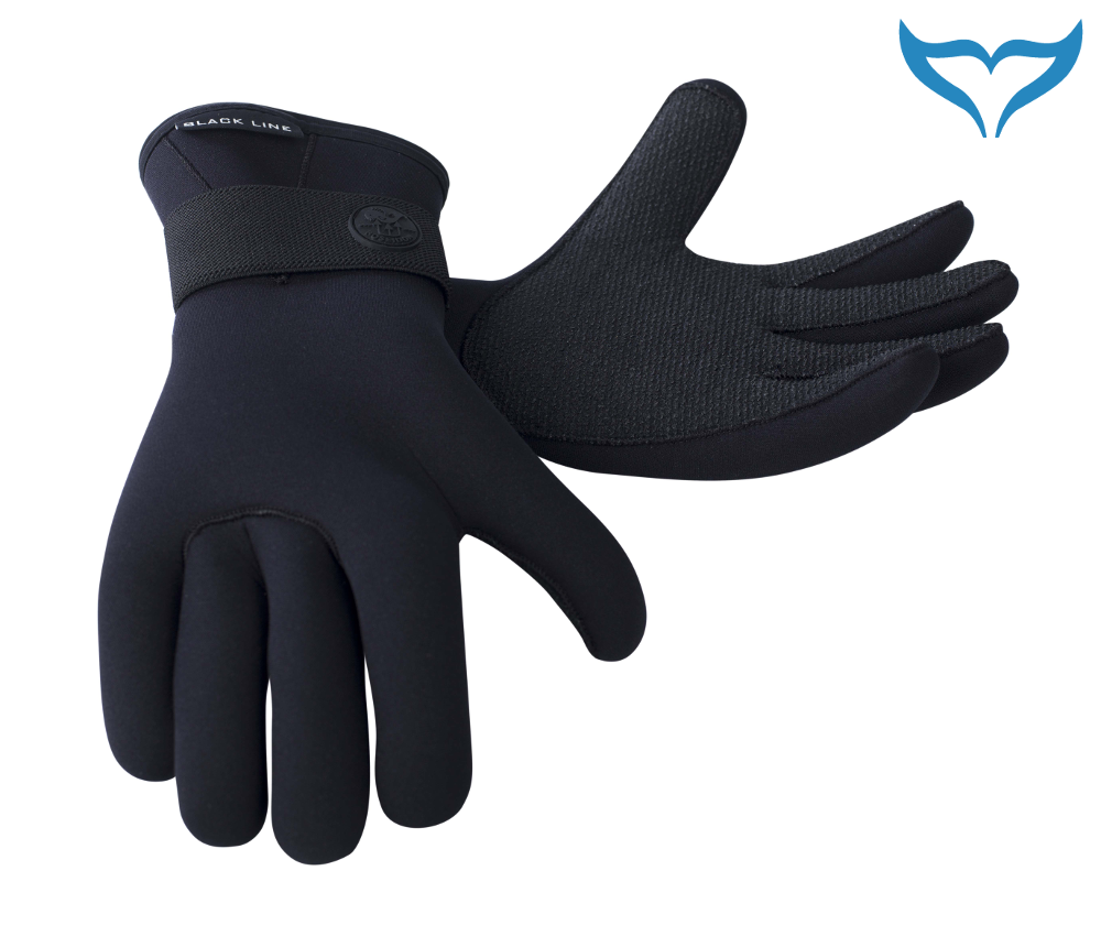 Poseidon Black Line 5 Finger Handschuhe 5 mm M-XXL Neopren schwarz Klettband Neu – Bild 2