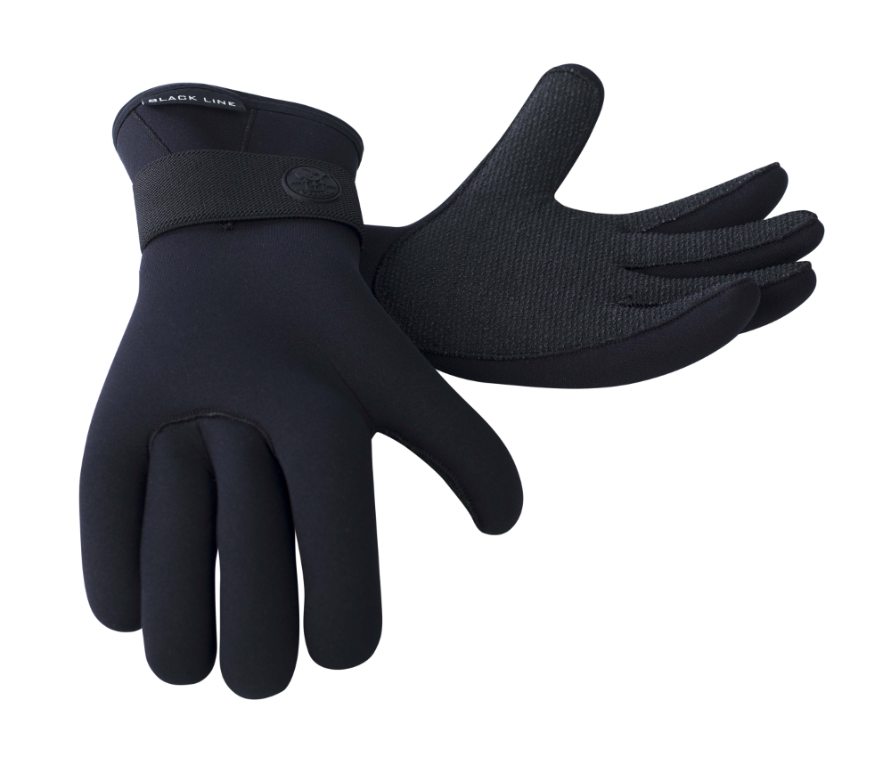 Poseidon Black Line 5 Finger Handschuhe 5 mm M-XXL Neopren schwarz Klettband Neu – Bild 3