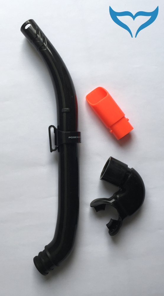 Poseidon Schnorchel Black Line schwarz Silikon Mundstück Clip Erwachsene ABC Neu – Bild 4