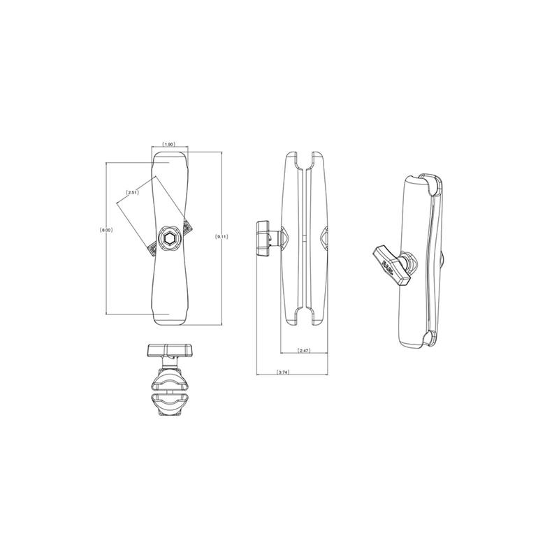 RAM Mounts Verbindungsarm lang – C-Kugel (1,5 Zoll), ca. 230 mm – Bild 4
