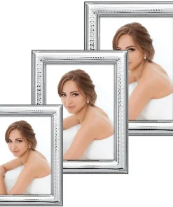 Rahmen versilbert Bilderrahmen edle Struktur Holz & Metall 1 Stk – 3 Formate