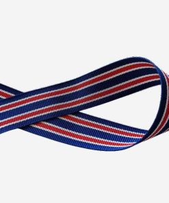 Ripsband, Marine/Rot/Weiß gestreift, 25 mm breit – 3 Meter