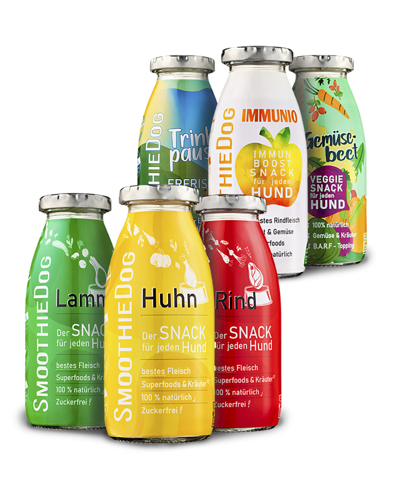 Hunde-Smoothie – Smoothie Dog (Lamm, Pferd, Ente, Huhn, Immunio, Rind, Gemüsebeet)