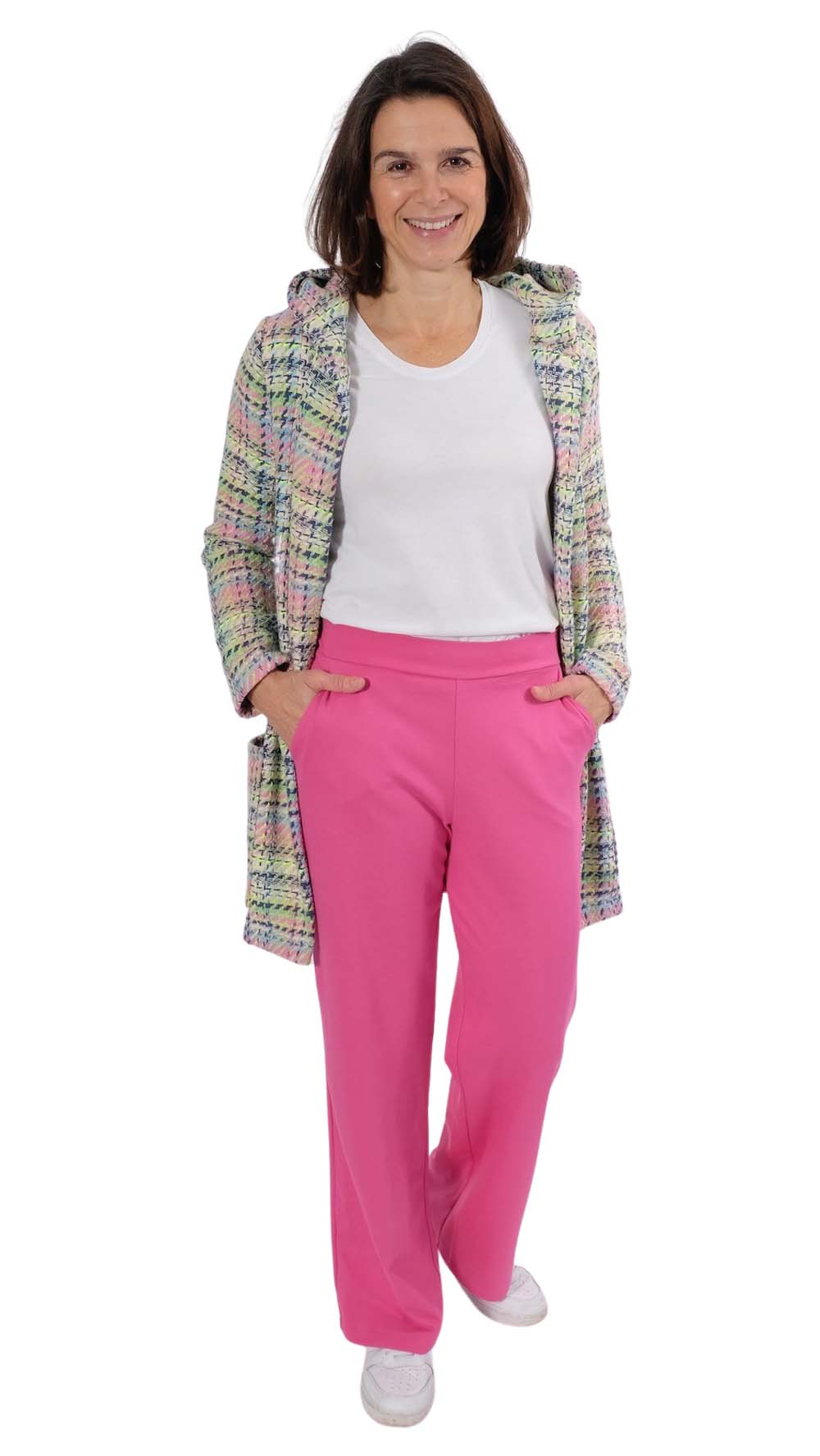 Trendiger Boucle – Karo Beige – Bild 8