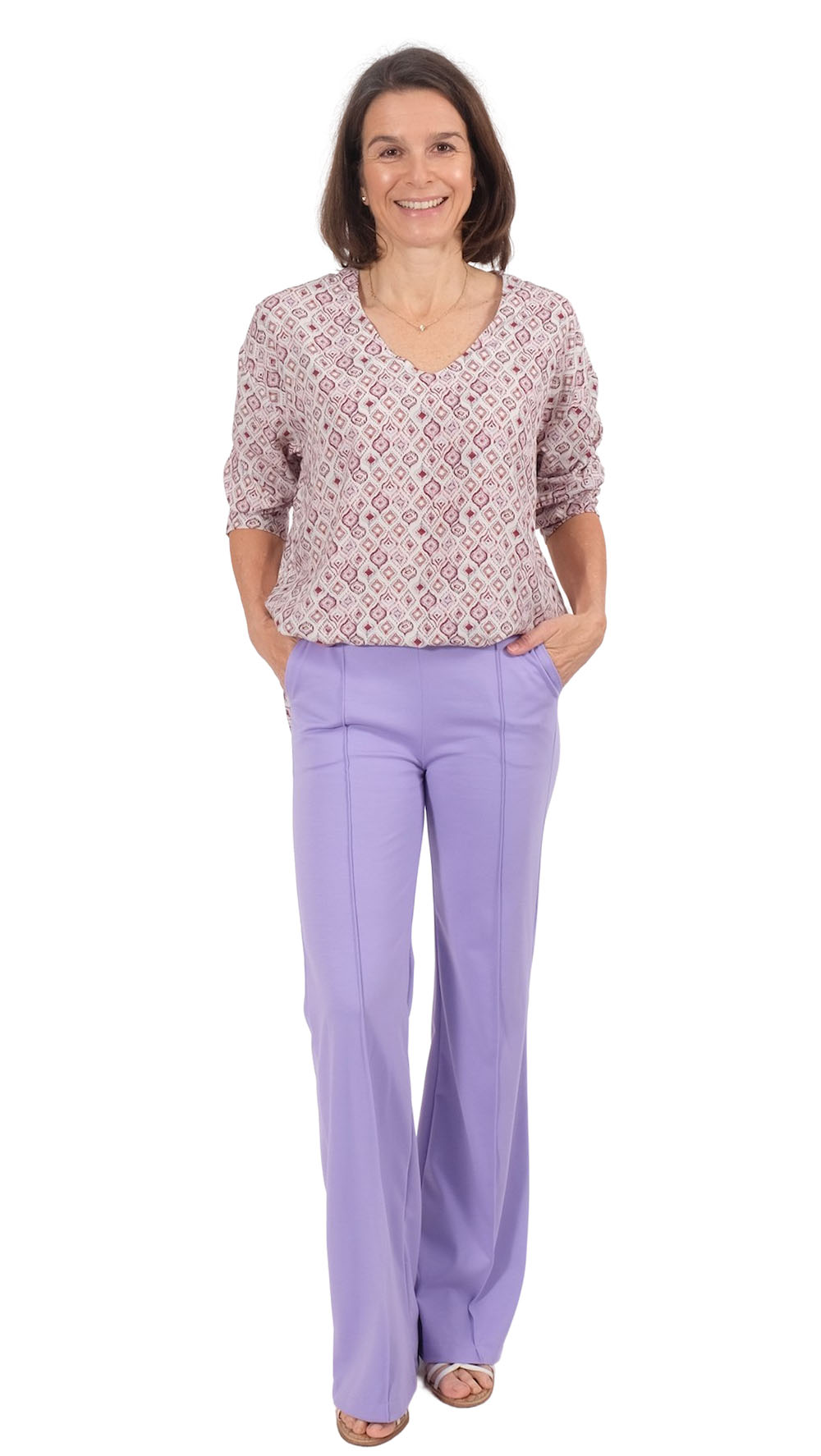 Viskosestoff – Crêpe Stoff, Batikmuster, Pink / Orange – Bild 8