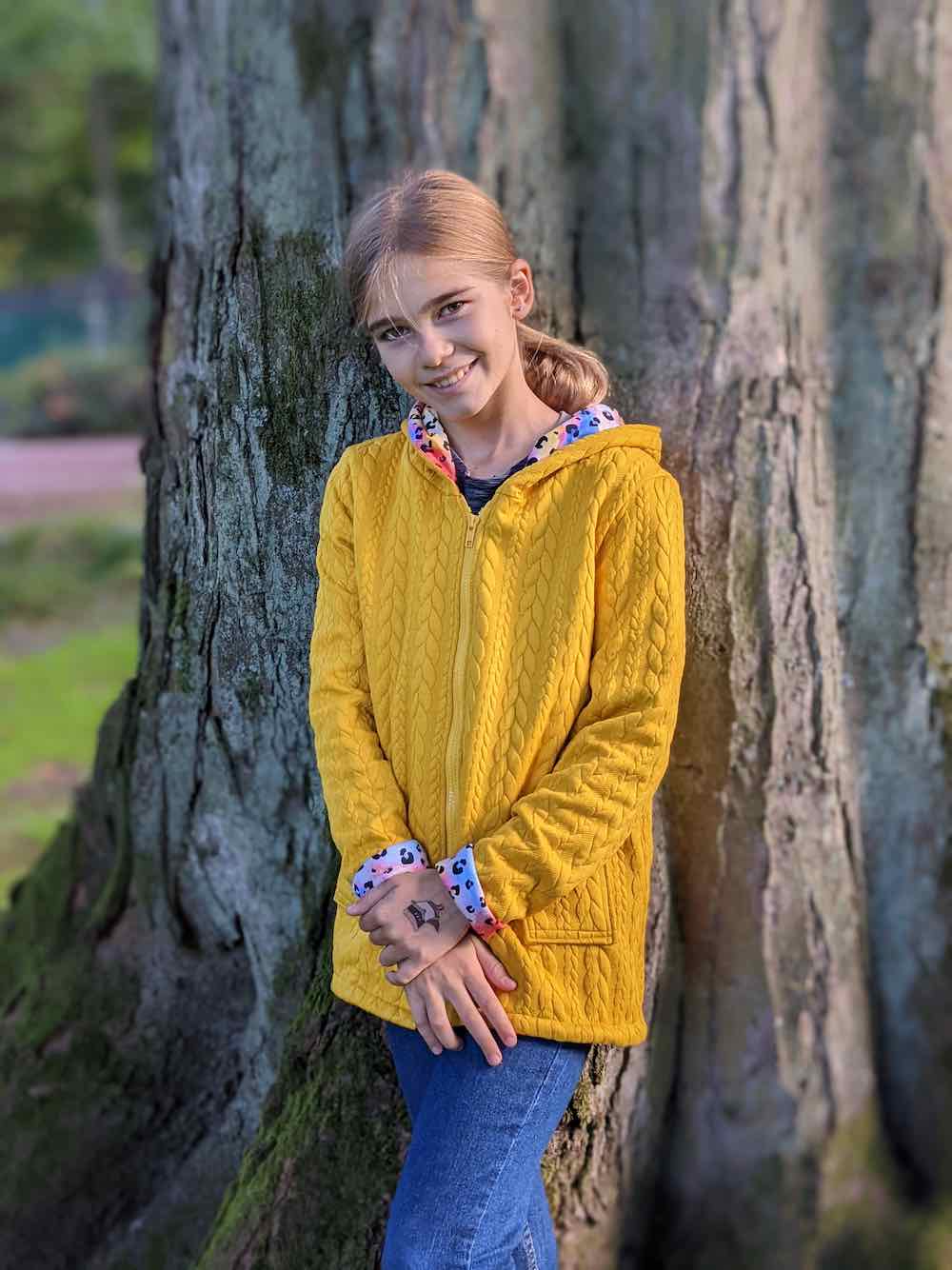 Dehnbarer Strickstoff mit Zopfmuster, Pink – Bild 5