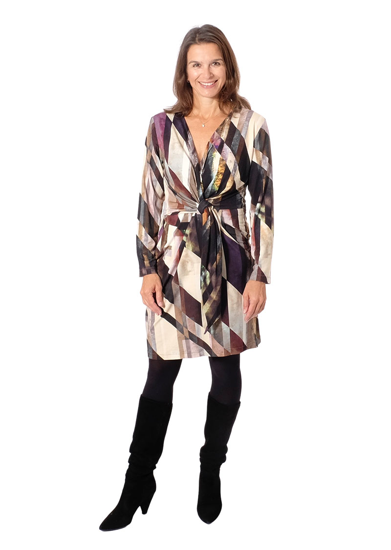 Viskosejersey, grafisches Muster Pflaume / Beige – Restposten zum Sonderpreis 0,69 Meter – Bild 5