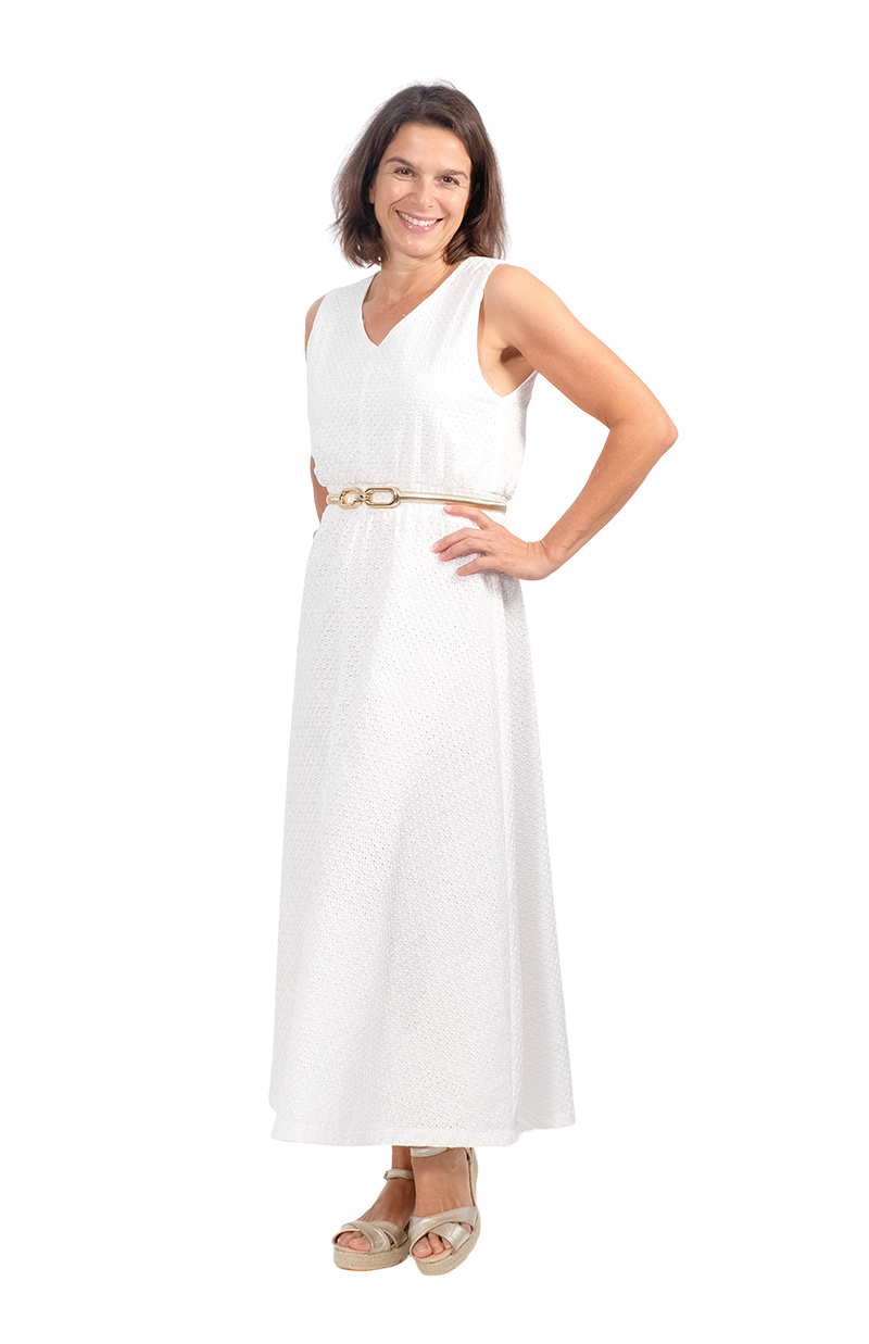 Baumwollstoff, Lochstickerei Ecru, Muster 3 – Bild 6