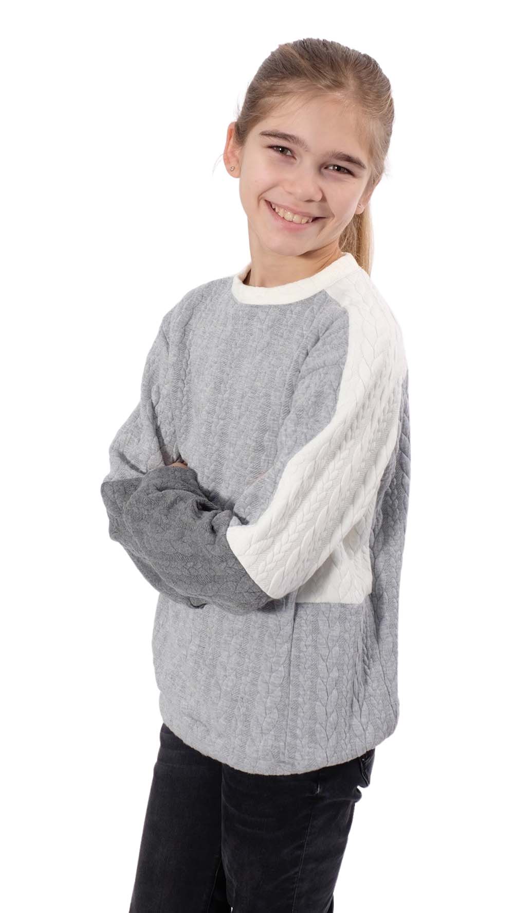 Dehnbarer Strickstoff mit Zopfmuster, Pink – Bild 7