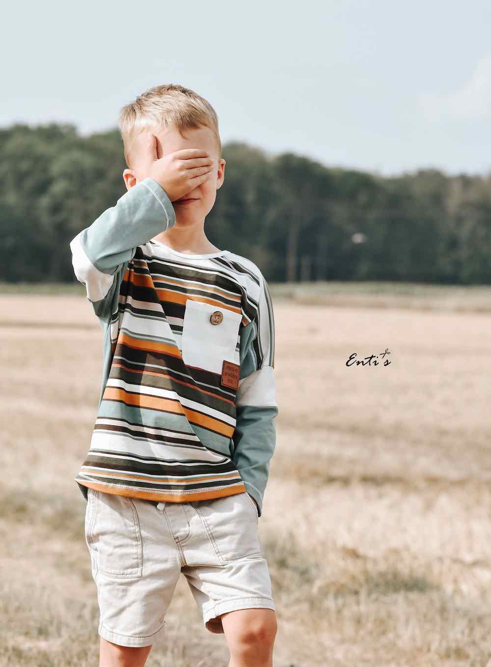 Jersey, bunte Streifen Retro Look Senf Braun Grün – Bild 7