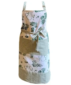 Schürze Latzschürze ELENI Wein Trauben Karo beige grün 70×85 cm Landhaus 1 Stk