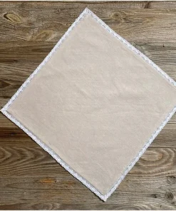 Serviette Stoffserviette LUISA Spitze & einfarbig beige 40×40 cm Landhaus 1 Stk