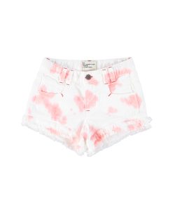 PiuPiuChick – Denim Shorts, Batik weiß/rosa