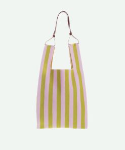 StickySis – Markttasche | knitted stripes | dolce pink + lemon leaf