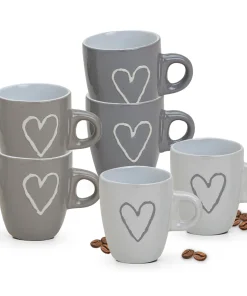 Süße Espressotassen Herz Tassen 6er Set 50 ml