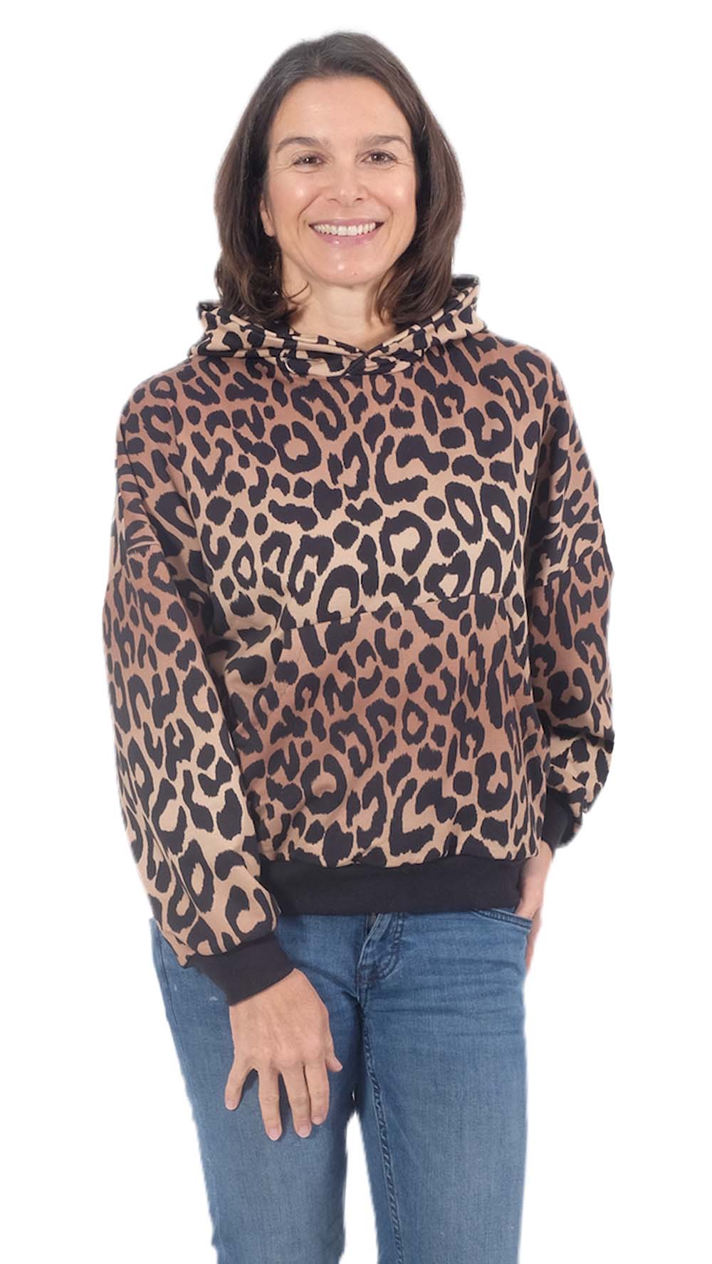 French Terry, Leo Musterung Koralle / Pink / Schwarz – Bild 7