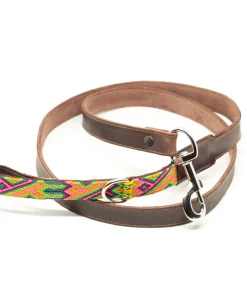 Boho-Leder-Leine, türkis/grün/rosa