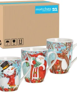Tassen Weihnachtsmotiv Schneemann Nikolaus Rentier Porzellan 36 Stk. 10 cm