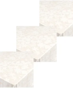 Tischdecken In- Outdoor Tischtücher Blümchen Vlies weiß beige 3 Größen