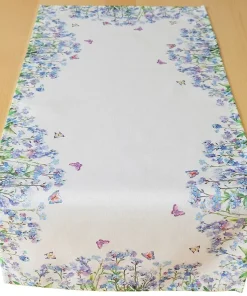 Tischläufer Mitteldecke Druck bunt Blumen, Schmetterlingen Tischwäsche 40x90cm
