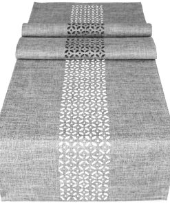 Tischläufer Mitteldecke Durchbrochene Ornamente grau Tischwäsche 1 Stk 40×140 cm