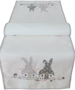 Tischläufer Mitteldecke Osterhasen Applikation Paspelrand Tischwäsche 40×140 cm